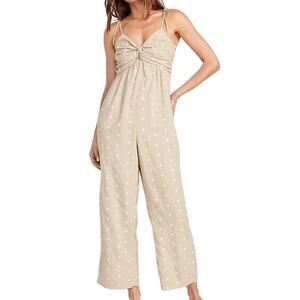 Old Navy Polka Dot Wide Leg Tie Shoulder Cropped Twist Front Smocked Jumpsuit